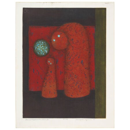 Hiroyuki Tajima 1911-1984 “Boss and Apprentice” 1971 Woodcut On Paper