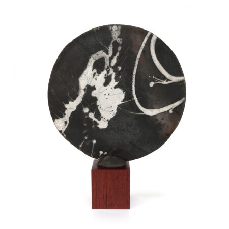 Round Contemporary Abstract Raku Pottery Ceramic Sculpture